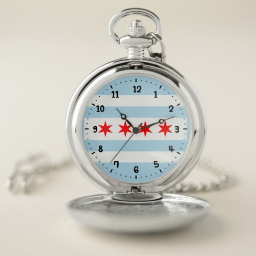 Flag of Chicago Illinois Wristwatch Pocket Watch