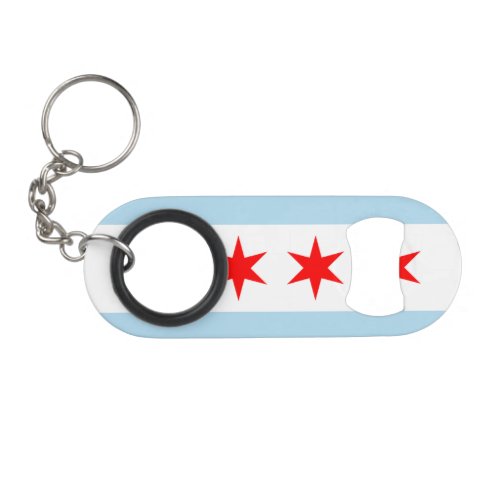 Flag of Chicago Keychain Bottle Opener