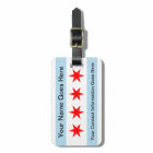 Flag of Chicago Luggage Tag w/ leather strap