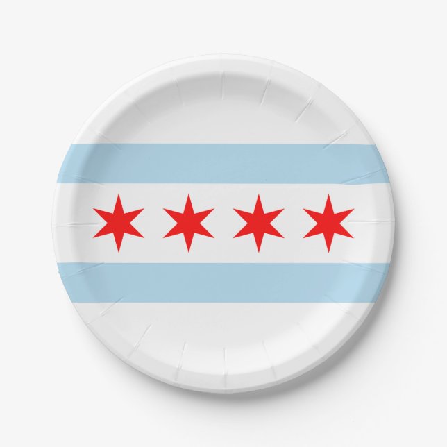 Flag of Chicago  Paper Plates (Front)