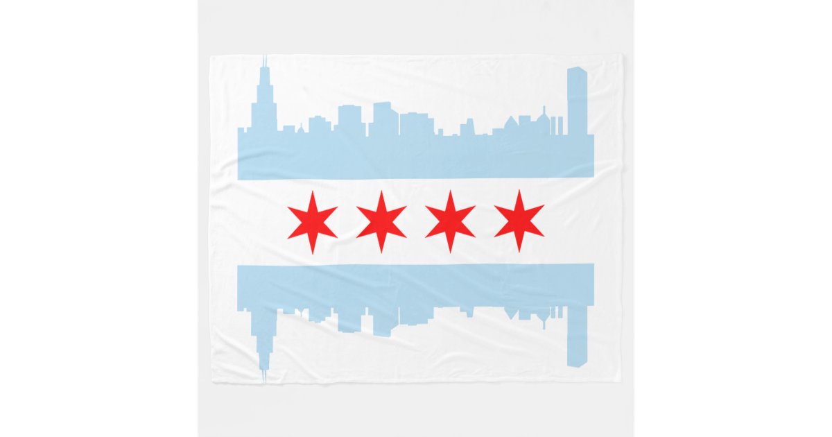 Flag Of Chicago Skyline Fleece Blanket Zazzle Com