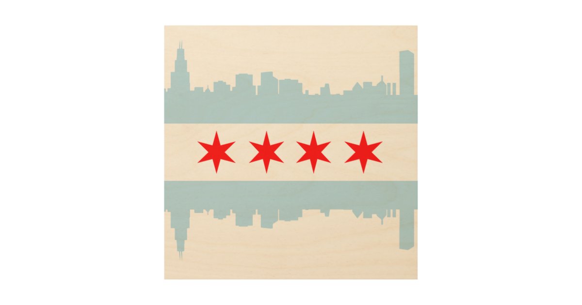 Flag Of Chicago Skyline Wood Wall Decor Zazzle Com