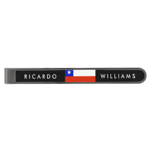 Flag of Chile Gunmetal Finish Tie Bar