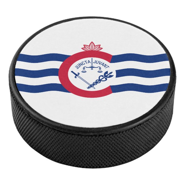 Flag of Cincinnati, Ohio Hockey Puck (3/4)