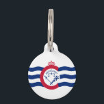 Flag of Cincinnati, Ohio Pet ID Tag<br><div class="desc">Pet Tag  with flag of city of Cincinnati,  Ohio; white flag with three blue waves with red “C” in the center</div>