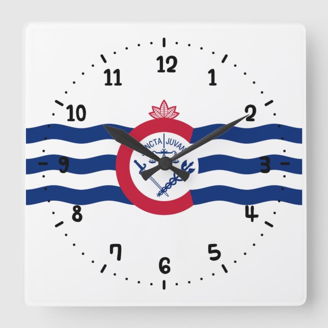 Flag of Cincinnati, Ohio Square Wall Clock (Front)