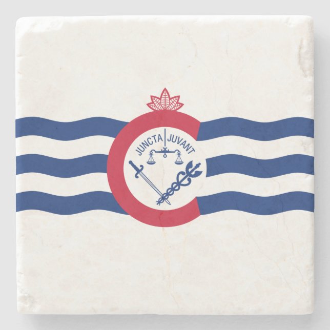 Flag of Cincinnati (Ohio) Stone Coaster (Front)