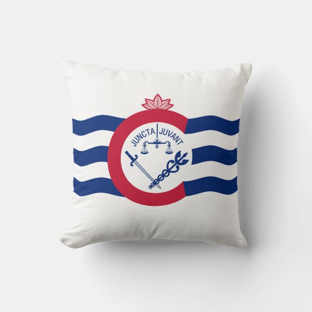 Flag of Cincinnati, Ohio Throw Pillow (Front)