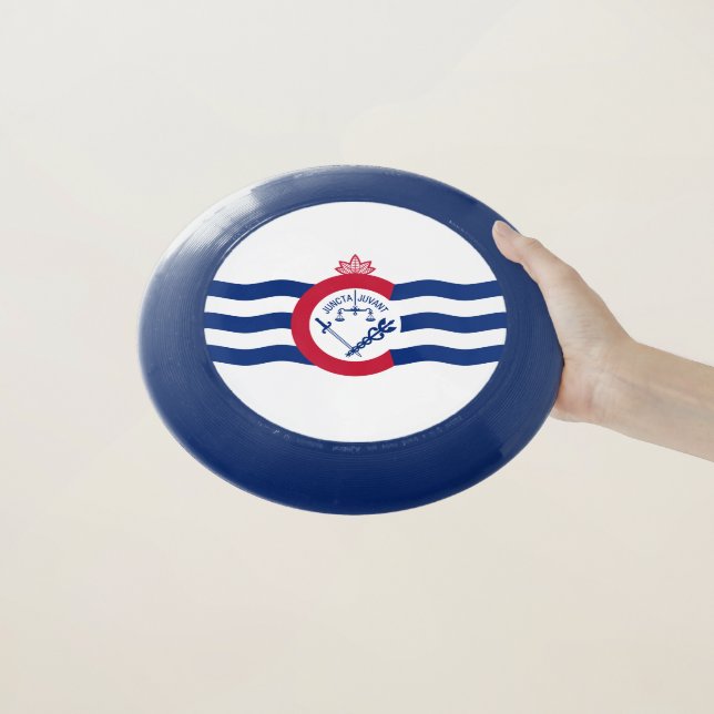 Flag of Cincinnati, Ohio Wham-O Frisbee (In Hand)