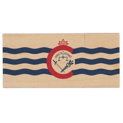 Flag of Cincinnati, Ohio Wood USB Flash Drive