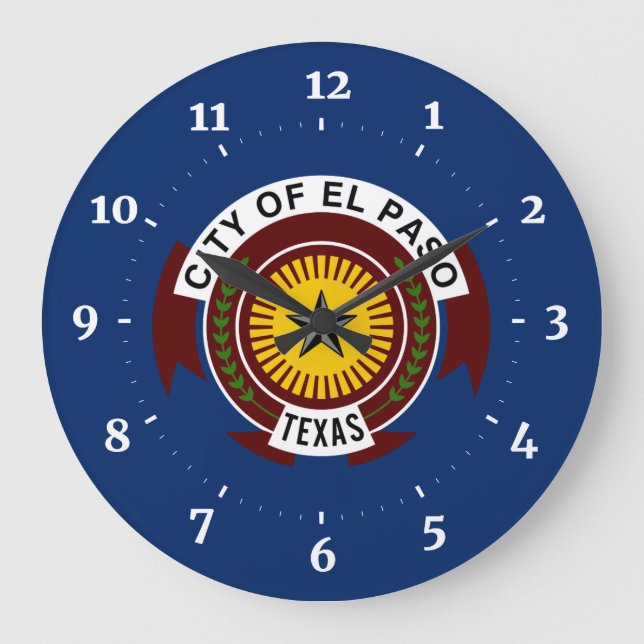 Flag of City of El Paso, Texas Large Clock (Front)