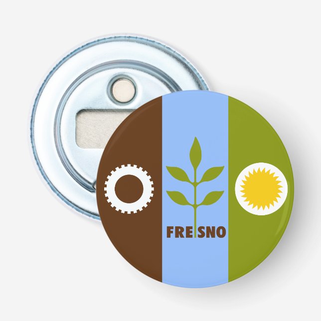Flag of city of Fresno, California Bottle Opener (Front)