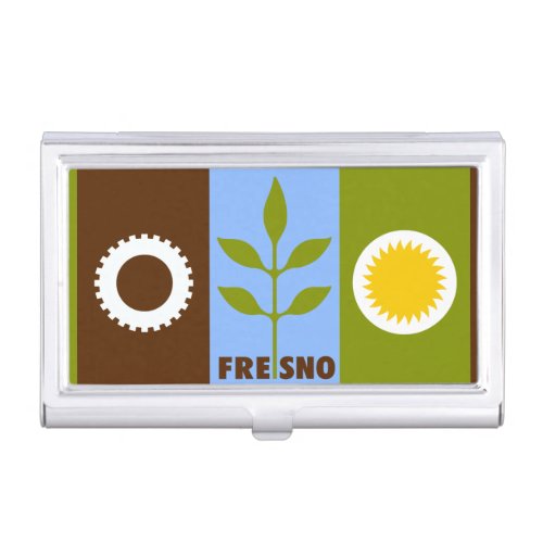 Flag of city of Fresno California Business Card C Business Card Case