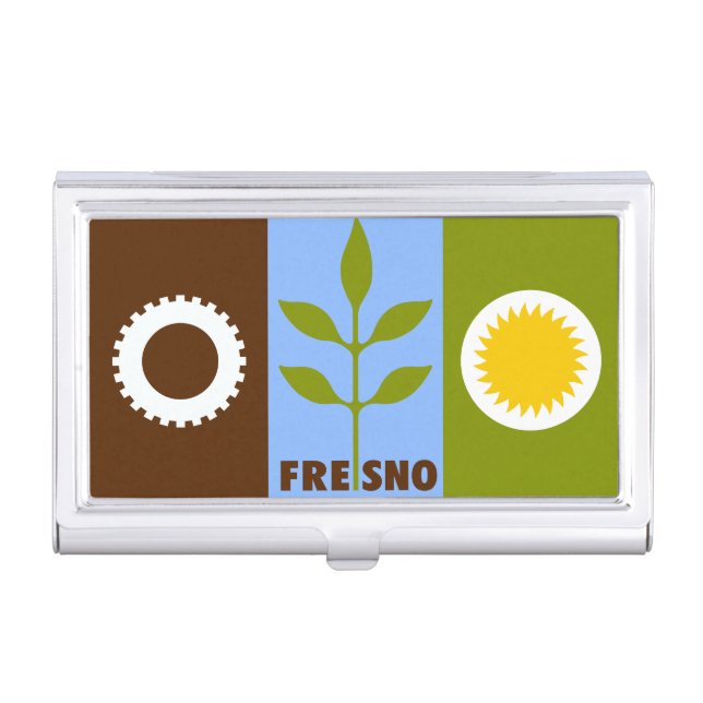 Flag of city of Fresno, California Business Card C Case (Front)