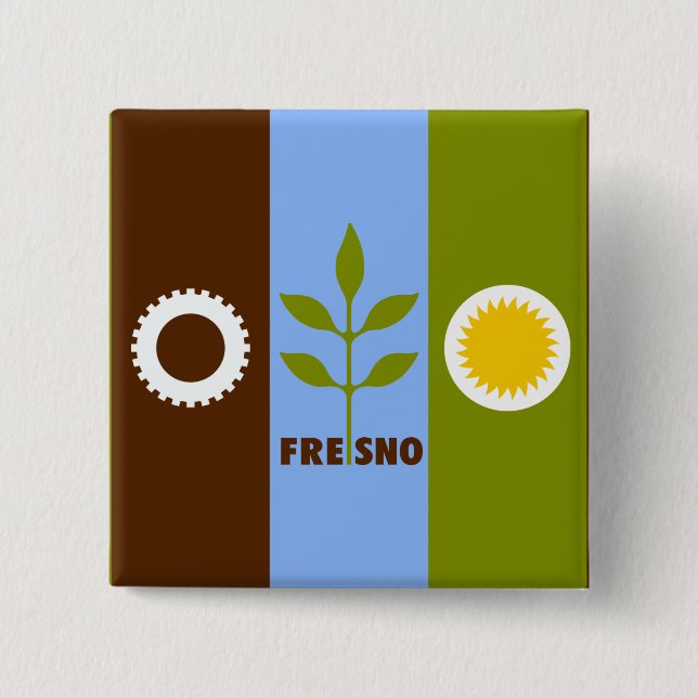 Flag of city of Fresno, California Button (Front)