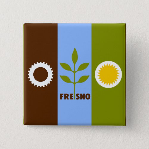 Flag of city of Fresno California Button