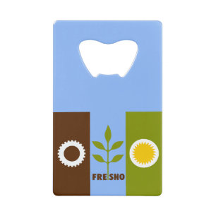 Flag of city of Fresno, California Credit Card Bot Bottle Opener