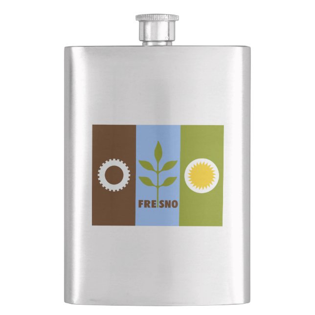 Flag of city of Fresno, California Flask (Front)