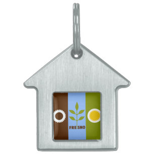 Flag of city of Fresno, California Pet ID Tag