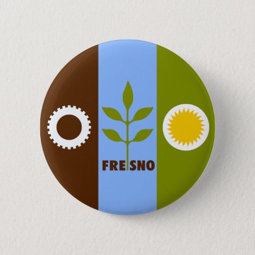 Flag of city of Fresno California Pinback Button
