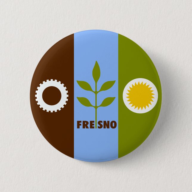 Flag of city of Fresno, California Pinback Button (Front)