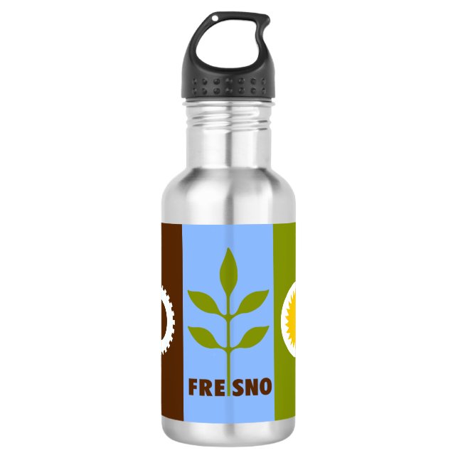 Flag of city of Fresno, California Stainless Steel Stainless Steel Water Bottle (Front)