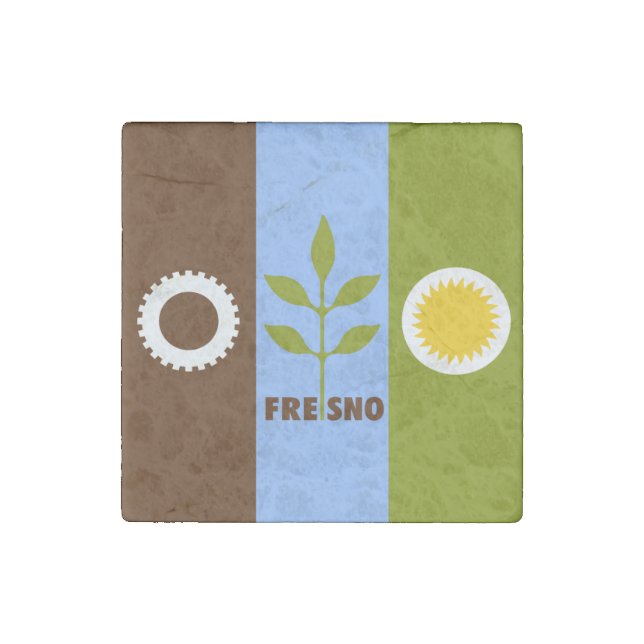 Flag of city of Fresno, California Stone Magnet (Front)