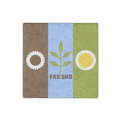 Flag of city of Fresno California Stone Magnet