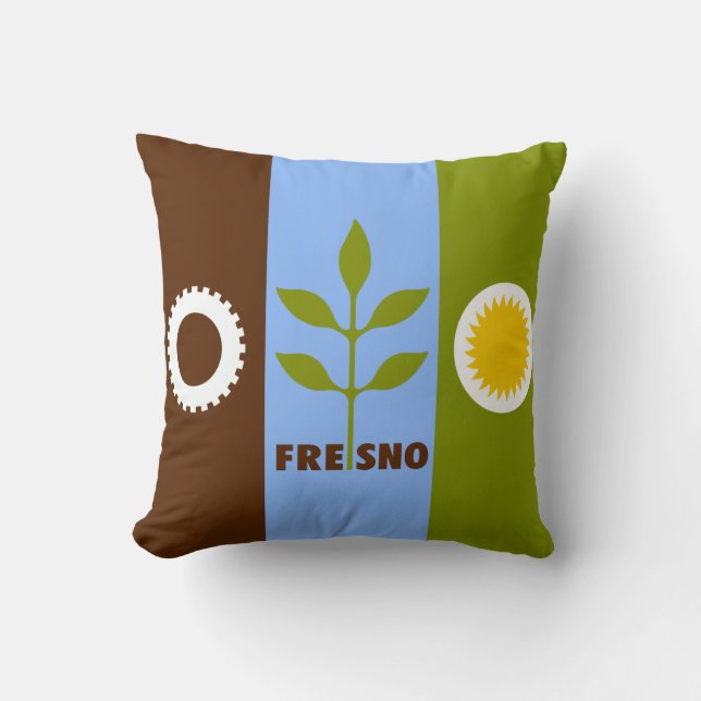 Flag of city of Fresno, California Throw Pillow (Front)