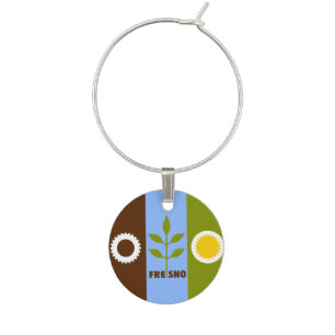 Flag of city of Fresno, California Wine Charm