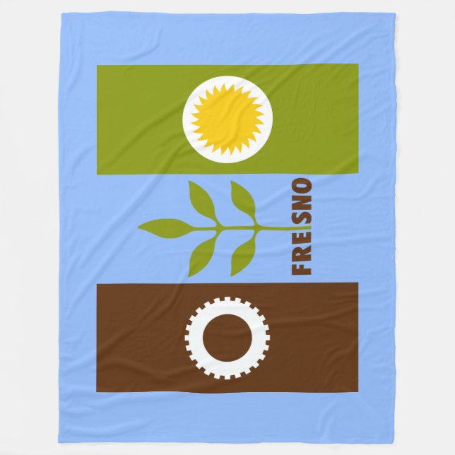 Flag of city of Fresno Fleece Blanket (Front)