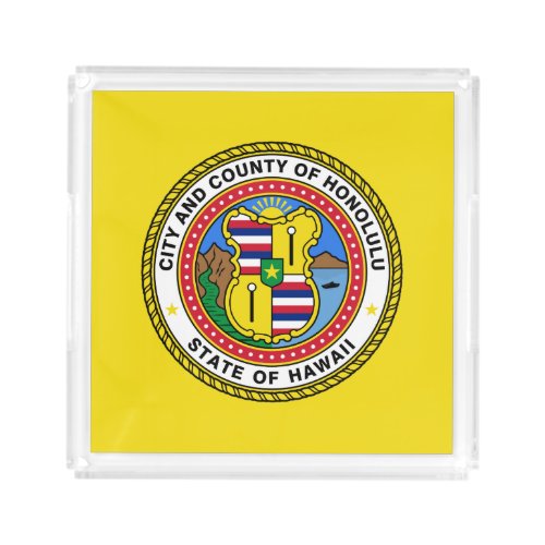 Flag of city of Honolulu Hawaii Acrylic Tray