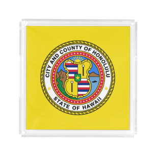 Flag of city of Honolulu, Hawaii Acrylic Tray