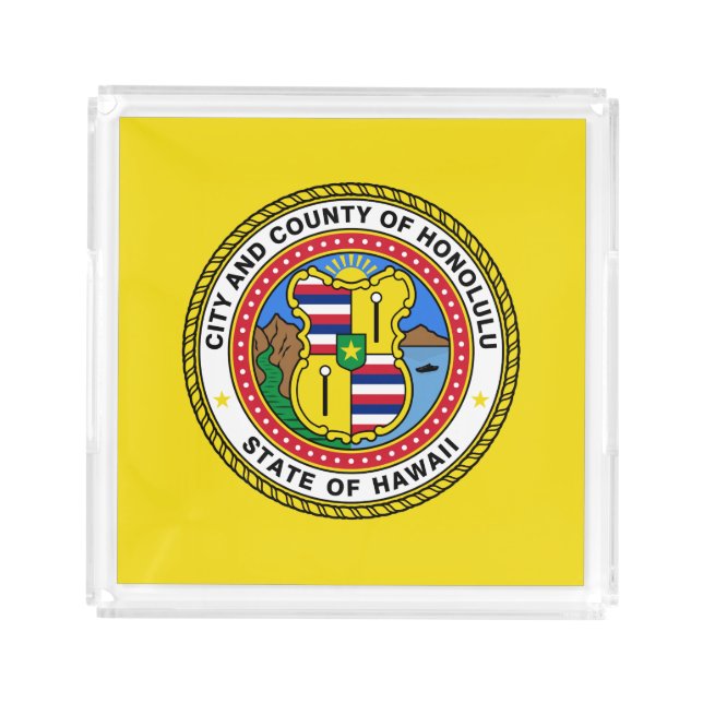Flag of city of Honolulu, Hawaii Acrylic Tray (Front)