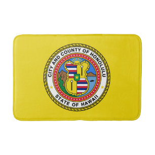 Flag of city of Honolulu, Hawaii Bath Mat
