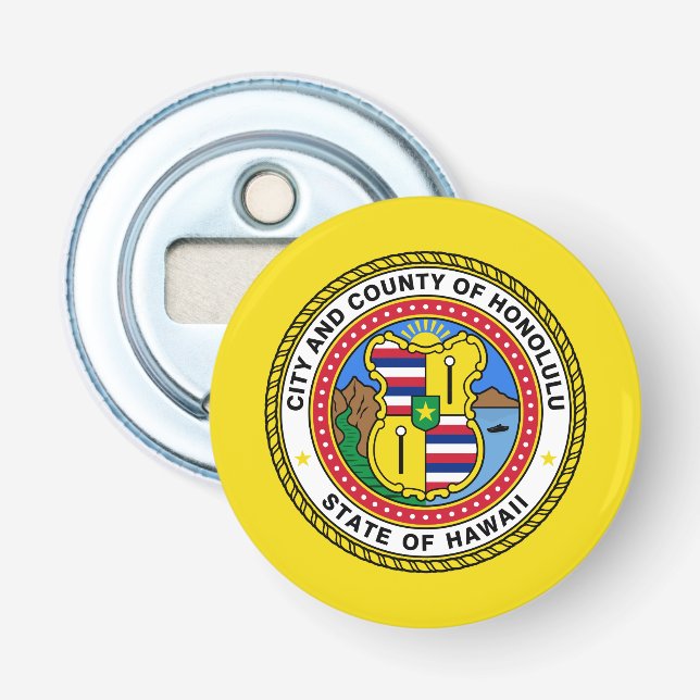 Flag of city of Honolulu, Hawaii Bottle Opener (Front)