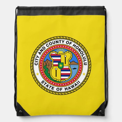 Flag of city of Honolulu Hawaii Drawstring Bag