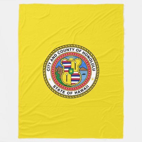 Flag of city of Honolulu Hawaii Fleece Blanket