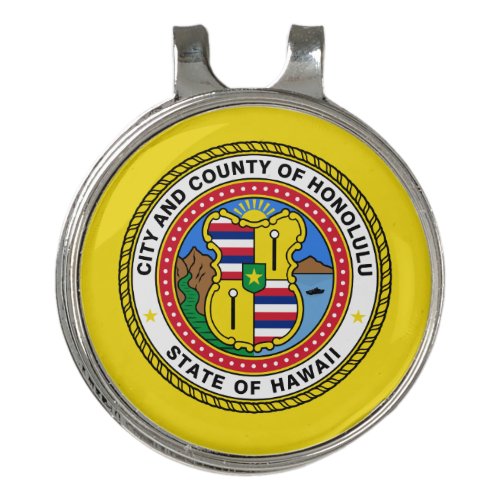 Flag of city of Honolulu Hawaii Golf Hat Clip