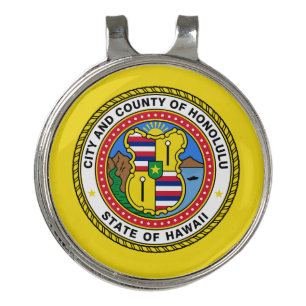 Flag of city of Honolulu, Hawaii Golf Hat Clip