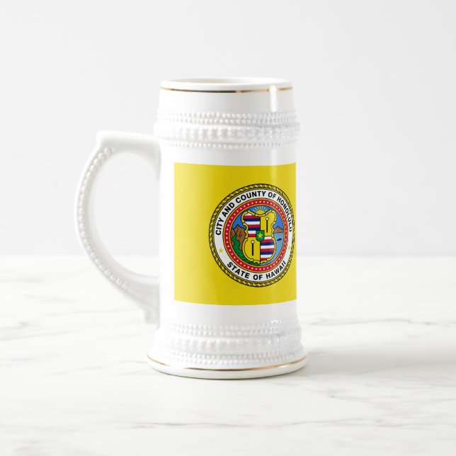 Flag of city of Honolulu, Hawaii Golf Hat Clip Beer Stein (Left)