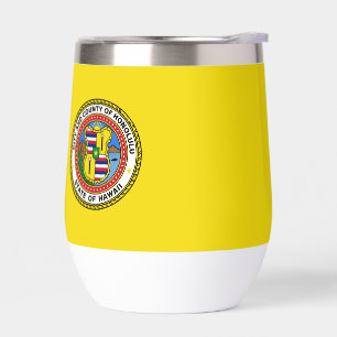 Flag of city of Honolulu, Hawaii Golf Hat Clip Thermal Wine Tumbler