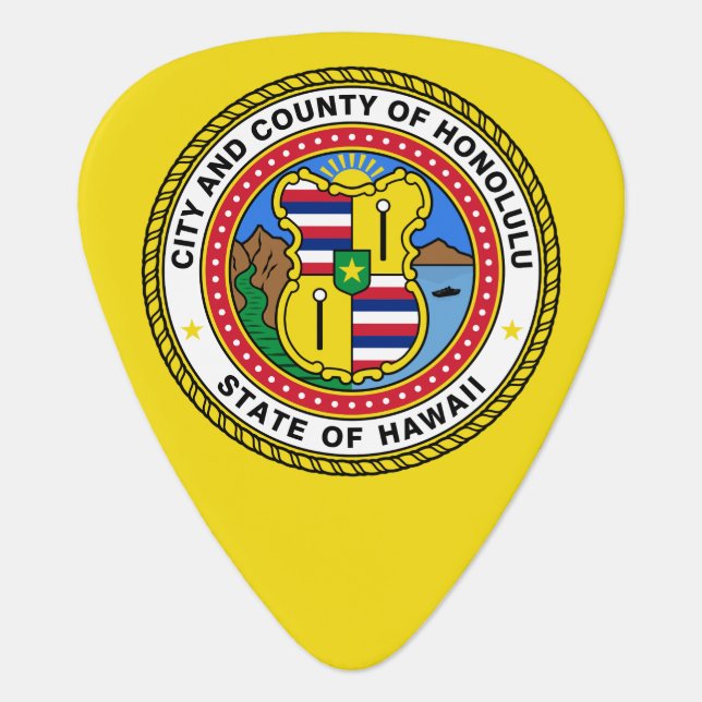 Flag of city of Honolulu, Hawaii Guitar Pick (Front)