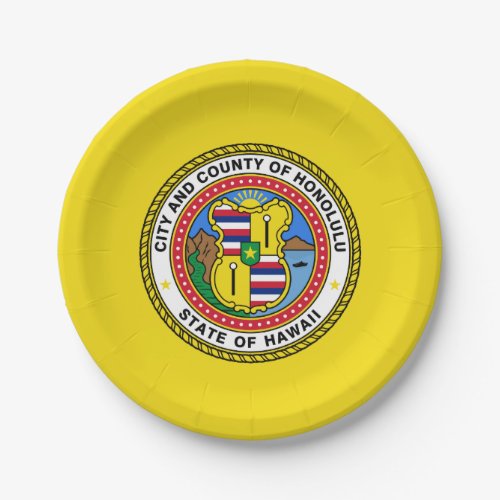 Flag of city of Honolulu Hawaii Paper Plate