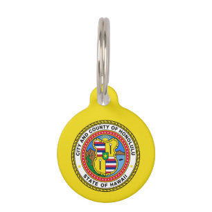 Flag of city of Honolulu, Hawaii Pet ID Tag