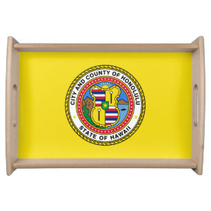 Flag of city of Honolulu, Hawaii Serving Tray