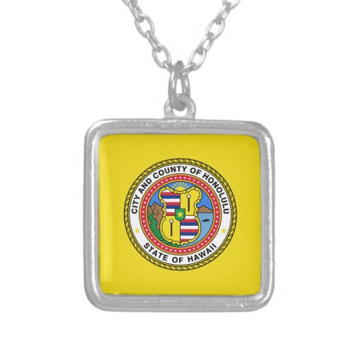 Flag of city of Honolulu Hawaii Silver Plated Nec Silver Plated Necklace