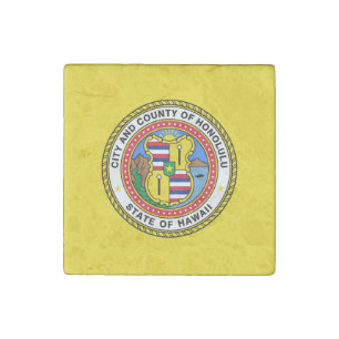 Flag of city of Honolulu, Hawaii Stone Magnet