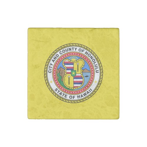 Flag of city of Honolulu Hawaii Stone Magnet