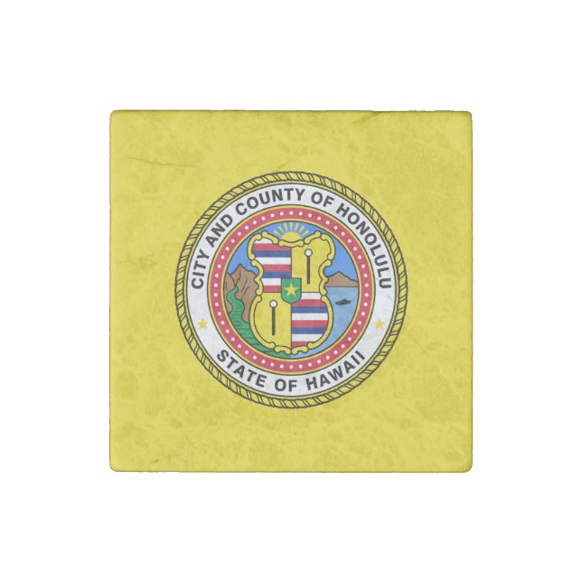 Flag of city of Honolulu, Hawaii Stone Magnet (Front)